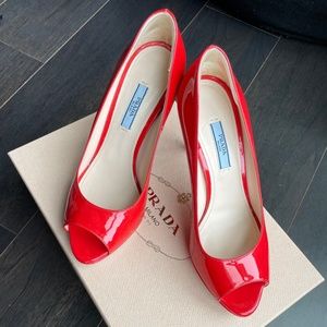 Prada Peep Toe Pump Red